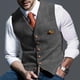 thumbnail image 2 of Chaleco formal de cuello en V gris para caballeros preocupados por el estilo, talla M, para otoño e invierno, para hombre, 2 of 6