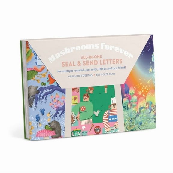 Em & Friends Self-Mailers Mushrooms Forever All-In-One Send & Seal Letters Stationery Set, (Hardcover)