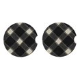 thumbnail image 4 of Round Ceramic Car Coasters 2 Pack Absorptive Clean Cork Bottom For Anti-Slip Use On Most Cars Argyle Plaid Dimgray_1, 4 of 8