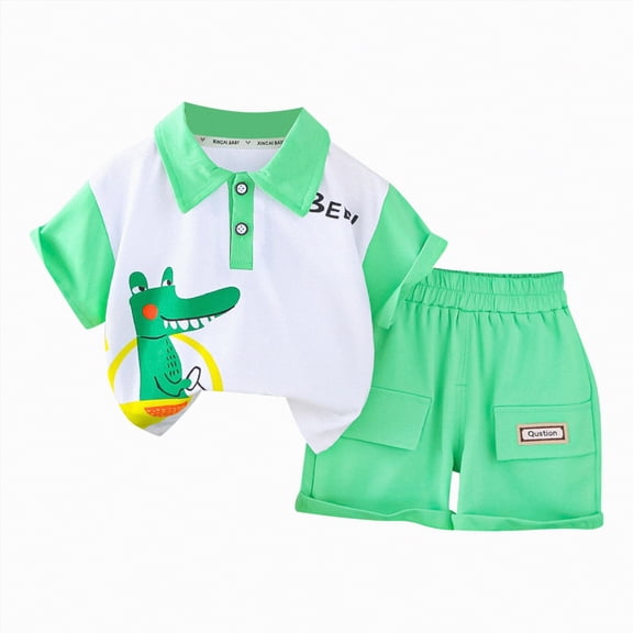 Baby Boy Outfits Toddler Boys Clothes Kids Summer Cotton Cute Printed Short Sleeve Sports 0 3 6 12 18 24 Months Pajama Set T shirt Drawstring Pants 2 Piece