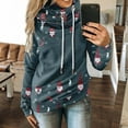 thumbnail image 2 of Fesfesfes Women Hooded Casual Slim Christmas Print Pachwork Long Sleeve Tops Blouse Tops on, 2 of 9
