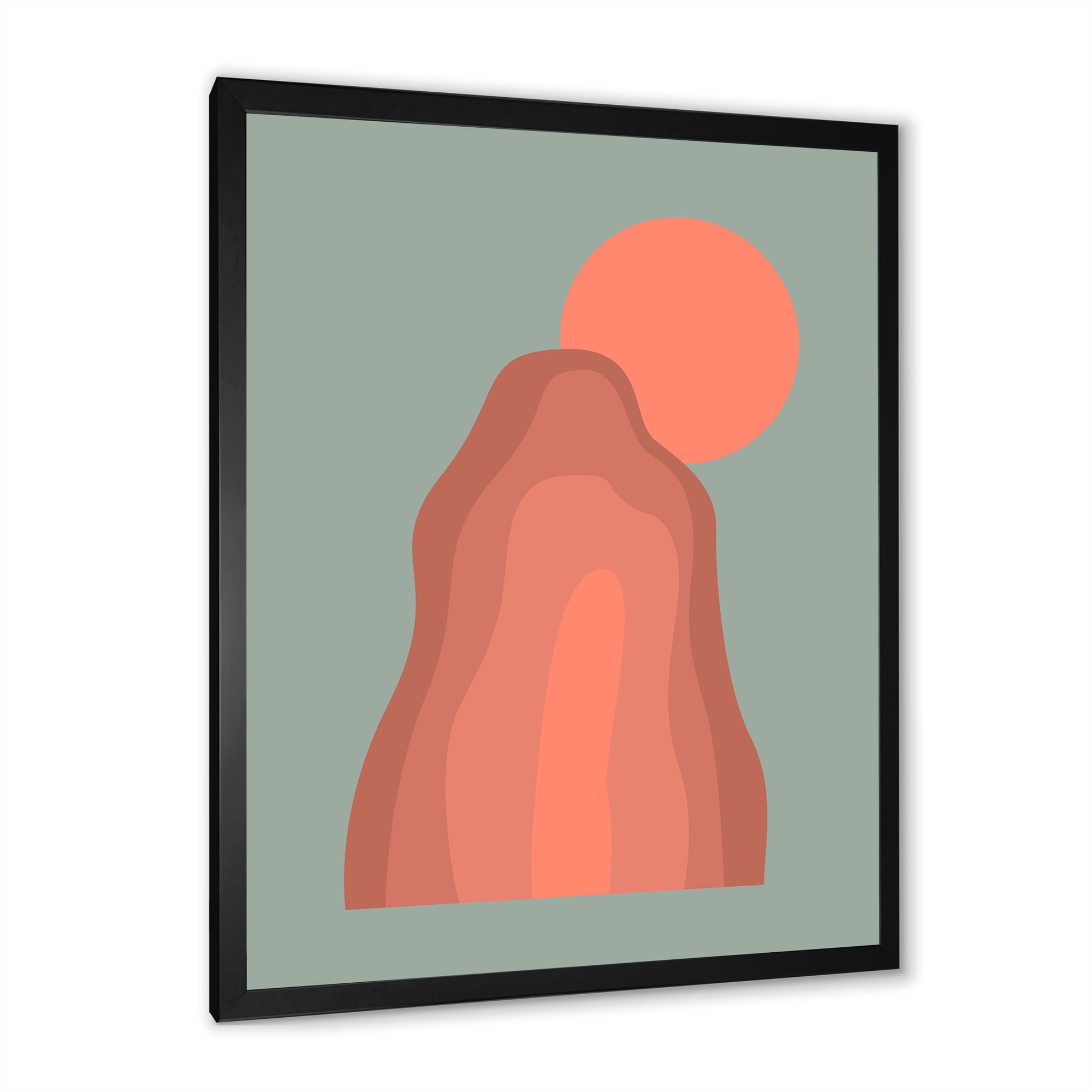 Designart 'Abstract Pink Sunset Mountain Landscape' Modern Framed Art Print