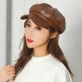 thumbnail image 3 of Happy Date Newsboy Caps for Women, Faux Leather Cabbie Painter Hat Gatsby Ivy Beret Cap, 3 of 3