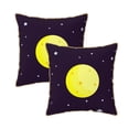 thumbnail image 1 of Velvet Decorative Throw Pillow Covers Set of 2, Soft Square Cushion Cover with Invisible Zipper Purple Moonlight Moon Stars Printing, 16"x16", 1 of 7
