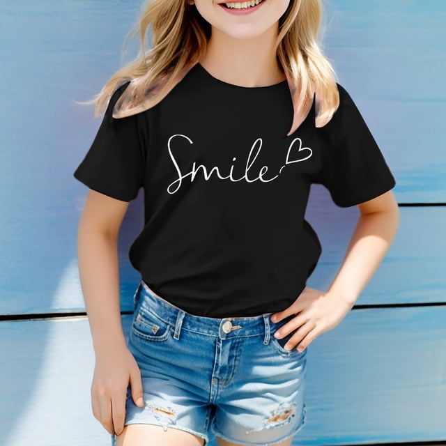 Vêtements pour Tout-Petites Filles T-Shirts Imprimés à Manches Courtes pour Filles Col Rond T-Shirts d'Été pour Adolescentes Tenues pour Fille 2-3 Ans