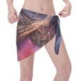 thumbnail image 3 of KLL Realistic Flower Turtle Print Women's Sarong Coverups Short Bathing Suit Wrap Skirt Beach Wrap Swimsuit Cover Ups, 3 of 6