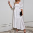 thumbnail image 1 of Vestido Vestido plisado ajustado con mangas abullonadas Traje diario de mujer de manga corta (Blanco M) Cgtredaw Blanco T M para Mujer, 1 of 8