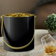 thumbnail image 3 of Double Wall Stainless Steel 1.5QT Ice Bucket With Lid, Keeps Ice Cold & Dry, Home Bar, Chilling Beer, Champagne, Wine Bottle, Black 1.5QT Ice Bucket with Polished Golden Arch Handle, 3 of 4