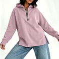 thumbnail image 6 of Yeaiivve Womens Side Slit Hoodie Quarter Zip Raglan Long Sleeve Pullovers Comfy Lightweight Fall Hoodies Daily Casual Hooded Tops L, 6 of 8