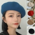 thumbnail image 2 of Beret Hat Retro All Match Faux Wool French Style Winter Beanie for Daily Wear, 2 of 10
