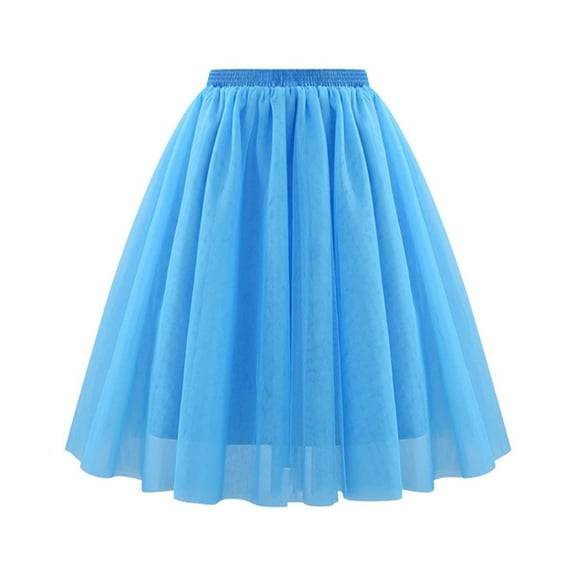Wuxian Women Tutu Mini Skirt Elastic Waist Pleated Mesh Solid Color Ruffles Tiered Soft Drape Short A Line Elegant Ruched Layered Flowy Short Skirts,BU2,XL