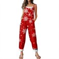 thumbnail image 6 of Womens Christmas Print Sleeveless Overalls, Casual Loose Wide Leg Jumpsuit with Adjustable Shoulder Straps, 6 of 8