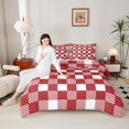 thumbnail image 4 of Homewish Red White Grid 2pcs Bedding Comforter Set For Kids Children Teens,Geometric Buffalo Twin Comforter Sets,Minimalist Abstract Breathable Bedding Set,Microfiber Bedroom Decor,Reversible, 4 of 8