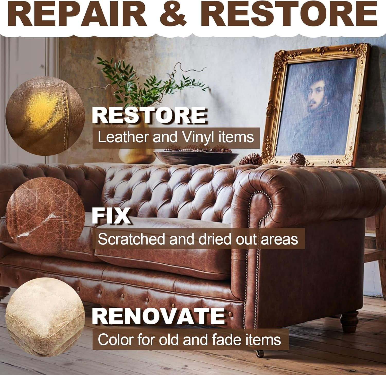 JJEAN-Leather Recoloring Balm, Leather Repair Kit, Leather Dye, Leather Color Restorer, Leather Scratch Remover, Leather Couch Paint, Repair, Leather Scratch Repair, Leather Restorer(Dark Gray)