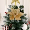 thumbnail image 5 of Christmas Glitter Poinsettia Decorations, Artificial Flower with Stems Xmas Tree Picks Ornaments for Xmas Tree Wreath Wedding Party DIY Decor (Gold), 5 of 6