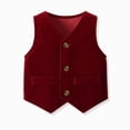 thumbnail image 4 of Odeerbi Toddler Boys 4-Piece Formal Suit Set Velvet Waistcoat, Long Sleeve Shirt with Bow Tie, Dress Pants Party Wedding Outfit, 4 of 9