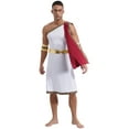 thumbnail image 3 of inhzoy Men's Ancient Greek Dress Roman Toga Caesar Party Festival Fancy Outfit Burgundy M, 3 of 7
