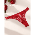 thumbnail image 4 of Women's Front-Open Romantic Lace Halter Bra and Lace Panty Garters Thigh-high Socks Red Lingerie Set, 4 of 6
