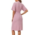 thumbnail image 3 of INSPIRE CHIC Women's Towel Robe with Pocket Short Sleeve Toweling Self Tie Loose Bathrobe for After Shower XS Pink, 3 of 5