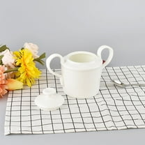 Yardwe 1Pc Ceramic Cube Sugar Jar with Lid White Multi-Function Kitchen Storage Container