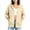 Beige, variant on Womens Jackets Cropped Sleeve Zipper Drawstring 3/4 Sleeve Elastic Cuff Jacket