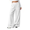 thumbnail image 4 of GiLiling Teen Girls Barrel Sweatpants High Waisted Fleece Baggy School Sweat Pants Barrel Leg Pants High Waisted Baggy Fit Pants (White, 9-10 Years), 4 of 7