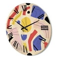 thumbnail image 3 of Designart 'Organic and Elements In Pink Yellow and Red' Modern Wood Wall Clock, 3 of 5