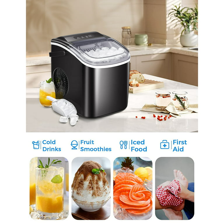 SUGIFT Countertop Ice Maker Portable Ice Machine with Handle for Home  Kitchen Bar Party, Black
