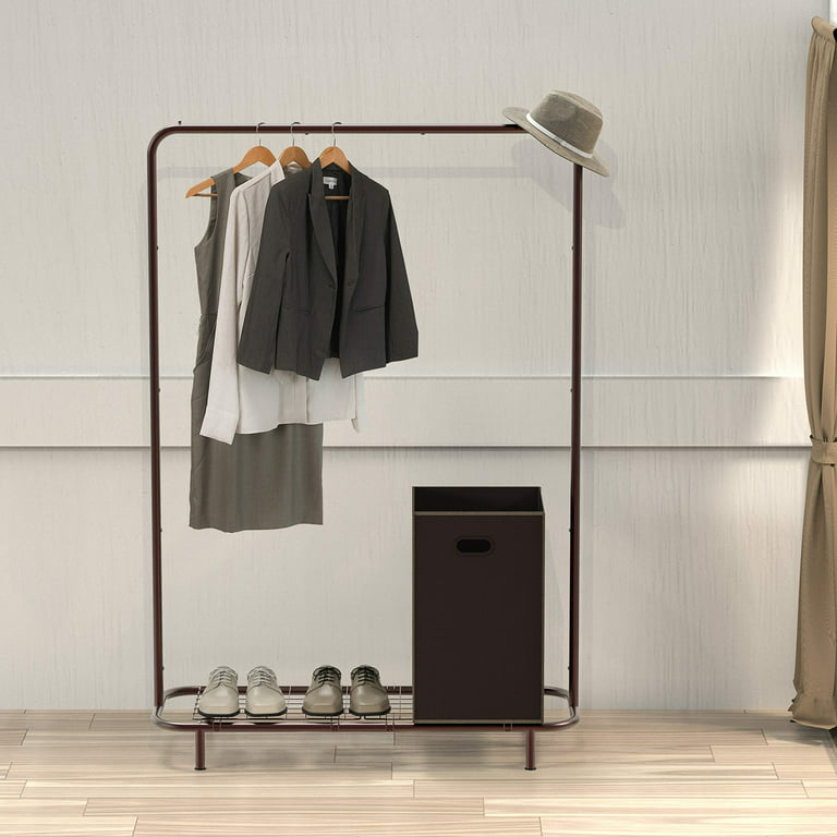 Simple Houseware Garment Rack with 3 Bag Laundry Sorter Assembly 