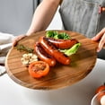thumbnail image 2 of Homelife Wooden Pizza Pan with Long Handle Round Multifunction Cutting Chopping Board Vegetable Cake Bread Dessert Steak Meat Serving Tray Platter Kitchen Supplies, 2 of 13