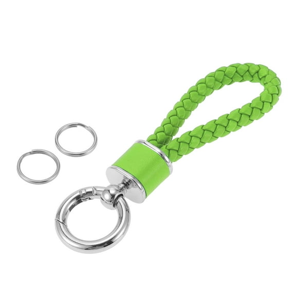 Unique Bargains Car Keychain Universal Key Chain with Ring for Key Fobs for Women Faux Leather Light Green Silver Tone