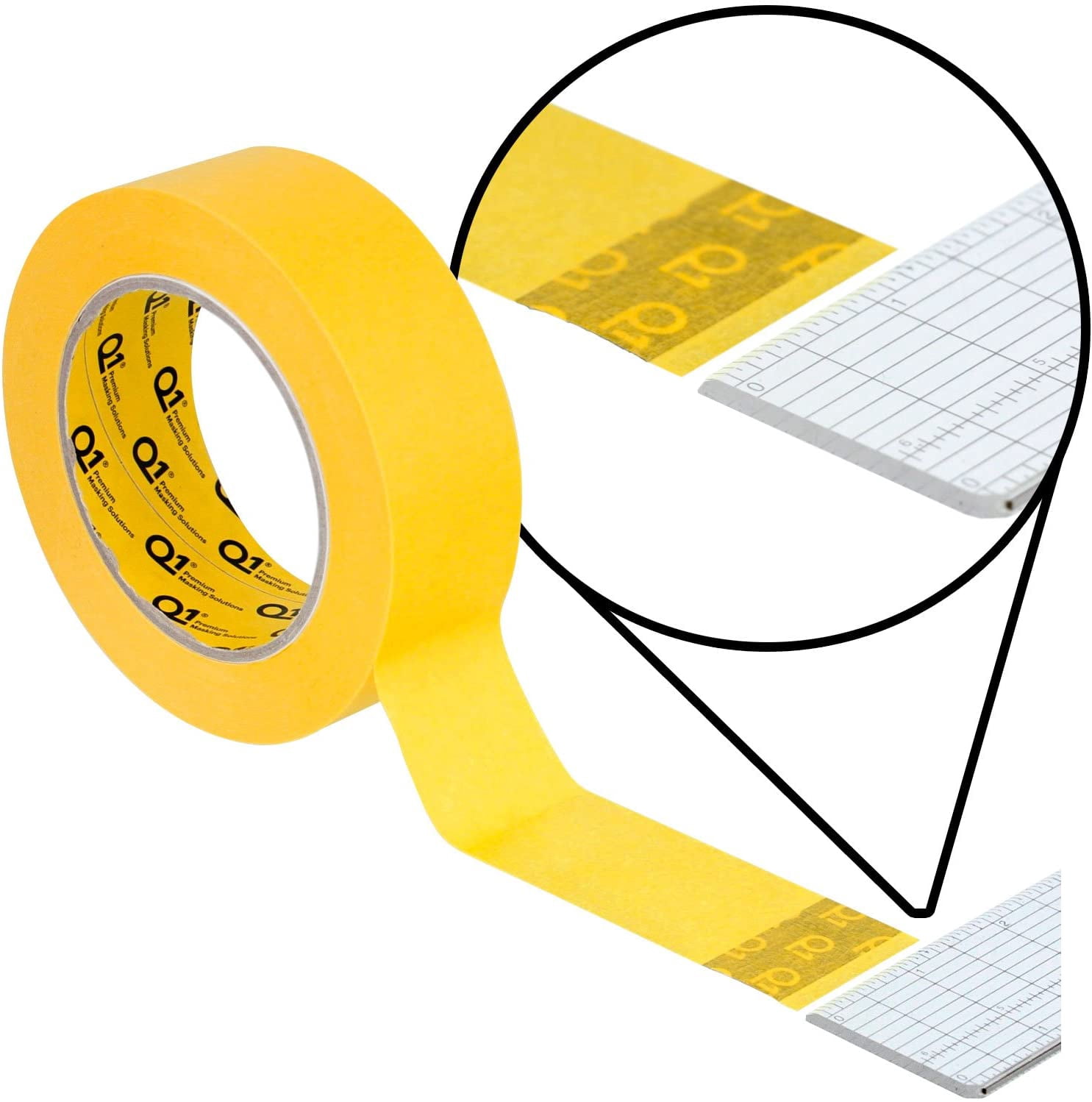 Q1 1 1/2 inch (36mm X 55m) Premium High Performance Yellow Masking Tape - High Temperature - Case of 24 Rolls