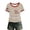 Beige, variant on America 250 Merchandise Women's Patriotic Ringer T-Shirt, 250th Anniversary USA "We The People" Flag Print Casual Crew Neck Short Sleeve Pullover Top for Independence Day