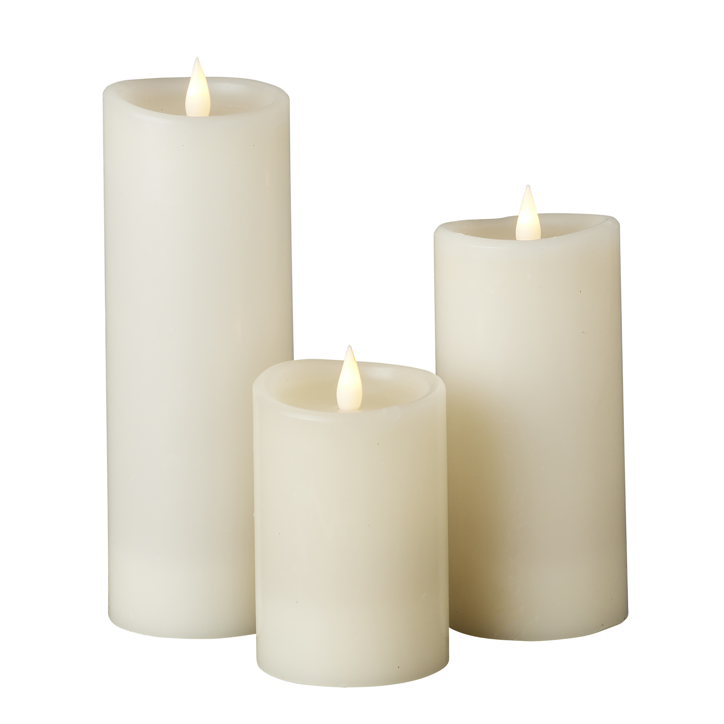 Classic Motion Flameless Candle 3pc Set - 3x5, 3x7, 3x9 Ivory