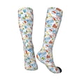 thumbnail image 4 of Daiia Sports Socks Summer Stamp Printed Novelty Crew Socks for Men Women Knee High Socks Cotton Socks Soft & Breathable Support Unisex Socks, 4 of 9