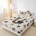 thumbnail image 4 of Feelyou Leopard Print Initial U Twin Sheet Sets, Black Bowknot Bedding, 3-Piece, 4 of 7
