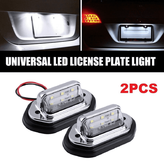 2 PCS White LED License Plate Lights, 6-SMD Waterproof Tag Lights | 12V-24V DC Lamp Taillight, Step Courtesy Light Dome Cargo Lights for Truck SUV Van RV Trailer