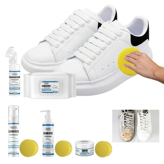 New White Sneaker Cleaner Kit With Sponge Multipurpose Shoe Cleaner And Polish For Leather Shoes Car Interiors And Upholstery No Need To Wash Effective Stain Remover 100ml