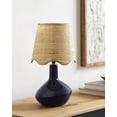 thumbnail image 4 of Livabliss Aviara Rustic Accent Table Lamp, 15-inch, Dark Blue with Wheat Scalloped Shade, 4 of 5