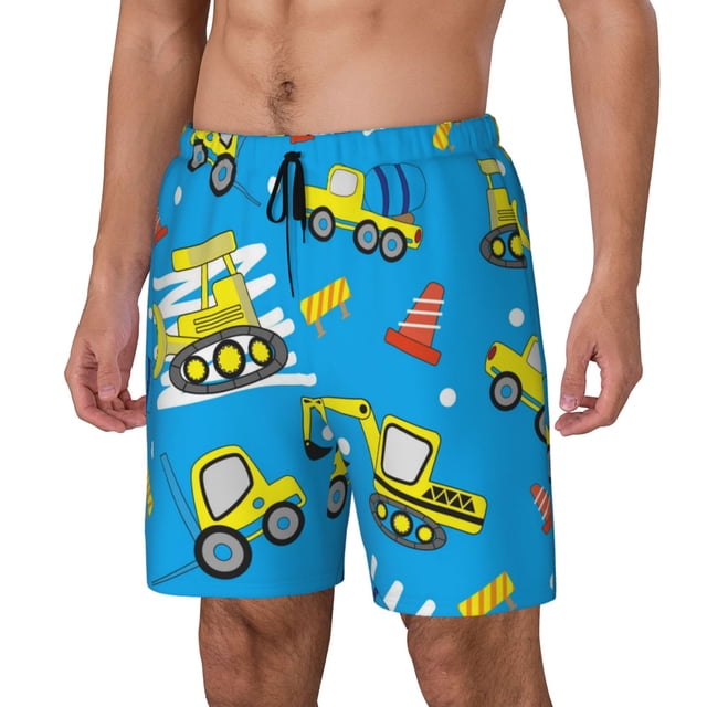 Fotbe Cute Car Cartoon Traje de Baño para Hombre – Shorts de Natación de Secado Rápido con Forro y Bolsillos-XX-Large