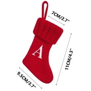 yulier Christmas Stockings Initial Monogram Embroidered Christmas Mini Red Knitted Stockings Personalized 26 Letters Candy Gift Bag Socks Family Holiday Xmas Party Decorations
