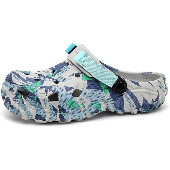 Men's Garden Clogs Graphic Mules Clog Slip On Beach Sandals for Men Outdoor Slippers with Adjustable Strap