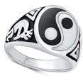 thumbnail image 4 of CHOOSE YOUR COLOR Fun Kokopelli Yin & Yang Ring .925 Sterling Silver Band Jewelry Female Male Size 7, 4 of 4