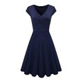 thumbnail image 3 of Elainilye Fashion Dress for Women Summer Casual Solid Color Casual Short Sleeve V-Neck Loose Dress Plus Size Dress,Blue, 3 of 4