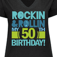 thumbnail image 4 of Inktastic 50th Birthday Rock N Roll Women's Plus Size V-Neck T-Shirt, 4 of 5