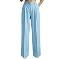 thumbnail image 2 of Bxsruta Women's High Waisted Wide Leg Pants Pleated Front Work Trousers Business Casual Office Bottoms, 2 of 8