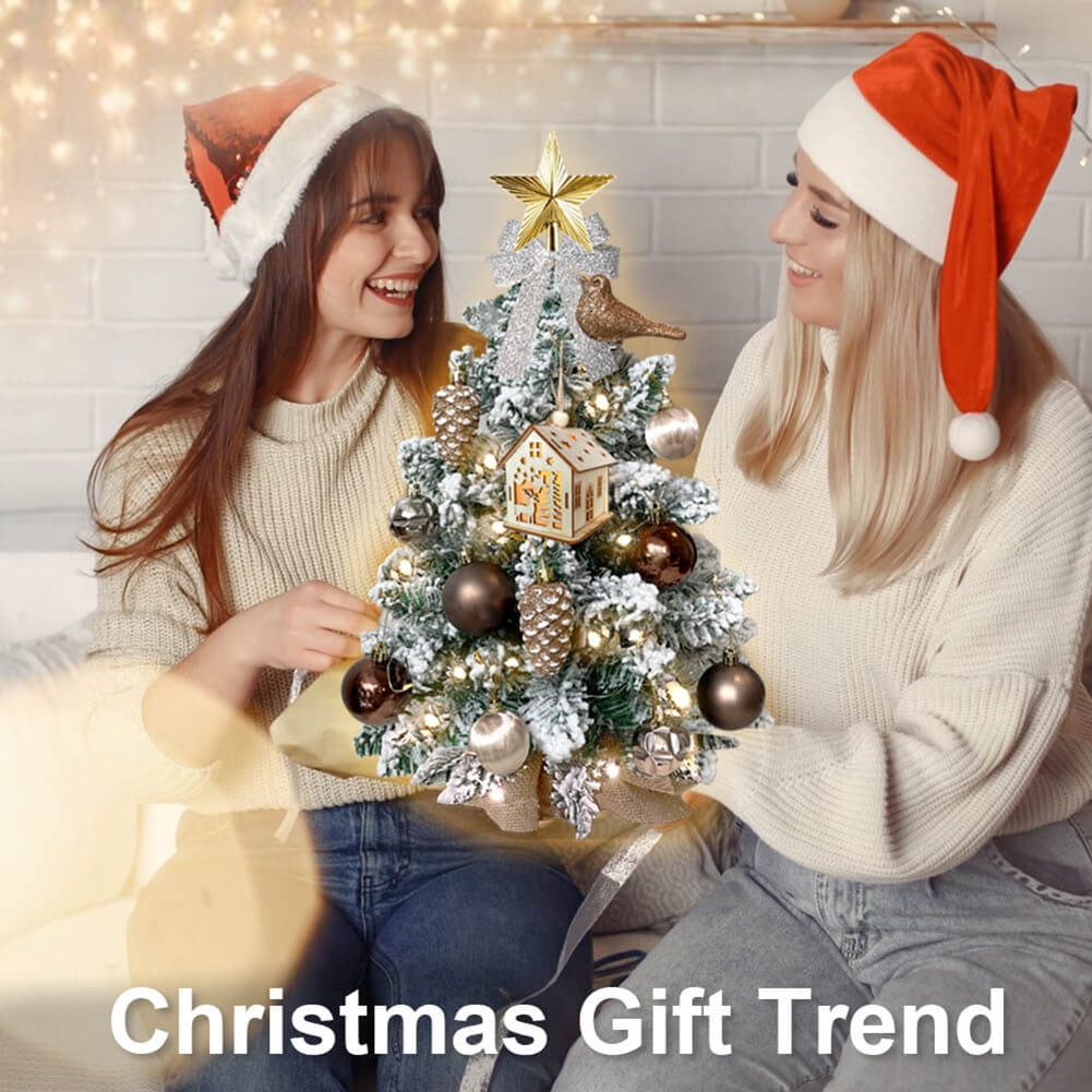 Kadyn Small Christmas Tree, 2ft Mini Christmas Tree, Artificial Small Desktop Xmas Tree with Tree Ornaments, for Christmas Thanksgiving Decorations-C Kadyn Small Christmas Tree, 2ft Mini Christmas Tree, Artificial Small Desktop Xmas Tree with Tree Ornaments, for Christmas Thanksgiving Decorations-C