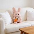 thumbnail image 4 of Easter Bunny Stuffed Animal, 11.81" Plush Rabbit with Floppy Ears and Carrot, Rabbit Stuffed Animals Plush Toy Easter Gift for Kids Girls Boys easter gifts(Pink), 4 of 7