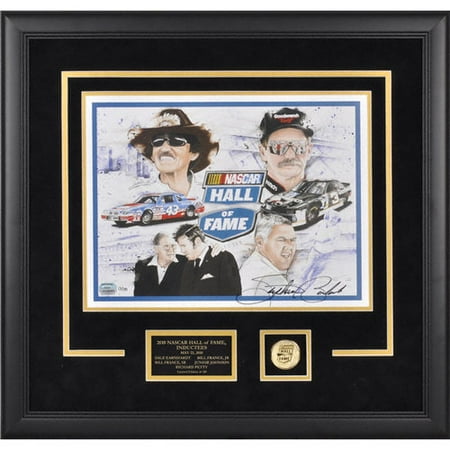 2010 NASCAR Hall of Fame Inaugural Inductees Bill France Sr. Bill France Jr. Junior Johnson and Richard Petty Framed 11x15 Lithograph with Plate and Gold Coin - LE of 110