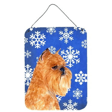 Brussels Griffon Winter Snowflakes Holiday Wall or Door Hanging Prints